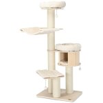 Arbre  chat en bois massif de 174 cm tour  chat  4 niveaux avec poteaux de grattage en sisal condo ...