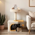 Arbre � chat pour chatons tour pour chats avec perchoir en peluche condo poteaux � griffer en sisal plateforme ...