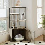 Arbre � chat avec enclos pour liti�re meuble moderne pour chat avec 2 poteaux � gratter et 3 tapis structure ...