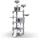 Vounot - arbre à chat géant 215cm avec griffoir, 2 niches et 3 plateformes - gris - arbre à grimper pour ... Vounot - arbre à chat géant 215cm avec griffoir, 2 niches et 3 plateformes - gris - arbre à grimper pour ...
