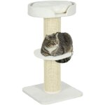 Pawhut - arbre � chat avec griffoir centre d'activit�s 2 plateformes coussin cr�me