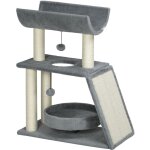 Pawhut - arbre  chat griffoirs grattoir jeu boules suspendues plateformes ronde, rectangulaire et demi ...