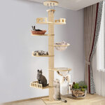 Arbre � chat grimpant - arbre � chat en bois � 7 niveaux, recouvert de corde de chanvre, hauteur 295 ...