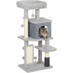 Arbre � chat h. 104 cm - griffoir, grattoir, bande massante, jeux boules, niche, plateforme observation ...