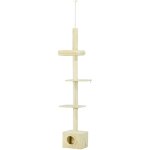 Arbre à chat hauteur réglable 230 - 260 cm - niche, 3 plateformes - douce peluche courte beige Arbre à chat hauteur réglable 230 - 260 cm - niche, 3 plateformes - douce peluche courte beige
