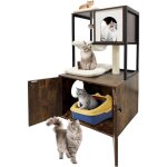 Lunsy - arbre  chat moderne avec cache - litire, tour de jeu, griffoir avec maison de toilette, niche, ...