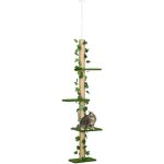 Arbre  chat poteau  griffer fixation plafond hauteur rglable 37 x 21 x 202 - 242 cm 4 niveaux vert ...