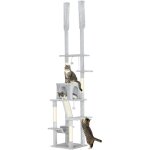 Arbre � chat du sol au plafond - griffoir pour chat - hauteur r�glable 225 - 255 cm - 6 niveaux, niche, ...