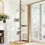 Arbre � chat du sol au plafond avec hauteur ajustable de 236 - 271 cm tour � 5 niveaux avec perchoir ...