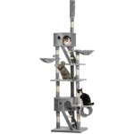 Arbre � chat du sol au plafond - pawhut - r�glable en hauteur de 240 - 260 cm - plusieurs niveaux - avec ...