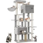 Arbre � chat, tour � chat de 200 cm, avec 10 griffoirs, 2 plateforme
