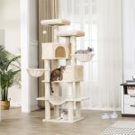 Arbre � chat, tour de jeux chats avec 5 poteaux en sisal, 2 grandes plate - formes, 2 niches, 2 paniers, ...