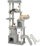 Arbre � chat - tour de jeux - pawhut - 7 poteaux � griffer, 3 platesformes, 2 niches, tunnel, hamac - ...