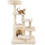 Arbre � chat xxl 101 cm, arbre a chat bois, 2 poteaux � griffer en sisal, 7 plateformes, condo, �chelle ...