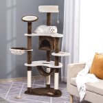 Tanant - arbre à chat xxl 153h cm avec niche hamac arbre à grimper pour chats peluche marron pour jeu ... Tanant - arbre à chat xxl 153h cm avec niche hamac arbre à grimper pour chats peluche marron pour jeu ...