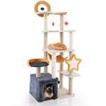Arbre  chat xxl 160 cm, arbre a chat maine coon, 6 plateformes, planche et poteaux  griffer en sisal, ...