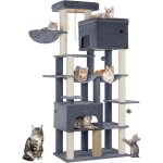 Arbre � chat, xxl, grand tour � chat de 200 cm de haut, avec 10 griffoirs, 2 plateformes g�antes, 2 niches, ...