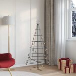 Arbre en c�ne de no�l avec support noir 150 cm acier vidaxl