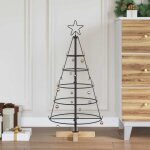 Arbre en c�ne de no�l avec support noir 90 cm acier vidaxl