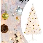 Arbre de no�l artificiel pr� - �clair� avec boules blanc 180 cm
