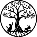 Arbre de vie en m�tal - d�coration murale en m�tal avec des chats, noir tenture d�cor silhouette mur ...