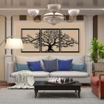 Arbre de vie en m�tal, d�coration murale, sculpture en m�tal 3d, pour maison, bureau, chambre � coucher, ...