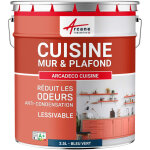 Arcane industries - peinture cuisine, lessivable, absorbe les odeurs - 2. 5 l bleu vert - ral 5001