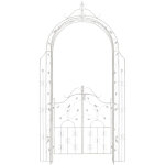 D�coshop26 - arche de jardin arcade � rosiers avec portillon d�coration jardin 235x100 cm en m�tal blanc ...