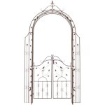 Décoshop26 - arche de jardin arcade à rosiers avec portillon décoration jardin 235x100 cm en métal marron ... Décoshop26 - arche de jardin arcade à rosiers avec portillon décoration jardin 235x100 cm en métal marron ...