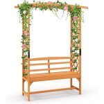 Costway - arche de jardin pour plantes grimpantes avec banc 2 places  charge 300 kg, sige dcoratif ...