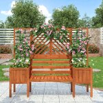 Arche de jardin avec treillis, jardini�re grimpante avec assise, en bois de sapin massif - pour jardin, ...