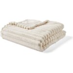 Arezzo - plaid - 200x140 cm - en fausse fourrure c�tel� et velours - beige