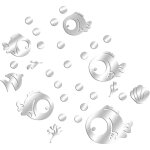 (argent) 30 pi�ces stickers muraux, poissons et bulles stickers muraux acryliques imperm�ables 3d stickers ...
