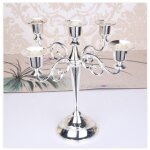 (argent)chandelier bougeoir � 5 bras en m�tal style d'europ�en chandelier de mariage cand�labre pour ...