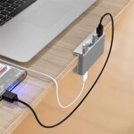 (argent�)hub usb 3. 0 orico - clip en alliage d'aluminium - 4 ports - charge intelligente - argent