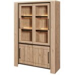 Argentier 4 portes coulissantes dont 2 vitr�es avec �clairage leds aspect bois finition castel oak - ...