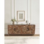 Argylle - buffet bas en bois massif avec motif m�tal