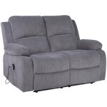 Armand - canap 2 places relax lectrique en velours ctel - gris