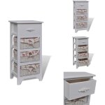 Armoire avec 1 tiroir et 3 paniers blanc bois de paulownia - meuble de rangement - armoire blanche - ...