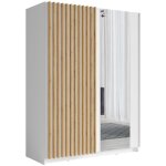 Armoire 150 cm avec 2 portes coulissantes, coloris blanc et chêne ? collection strano Armoire 150 cm avec 2 portes coulissantes, coloris blanc et chêne ? collection strano