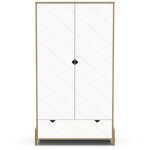 Calicosy - armoire 2 portes et 1 tiroir dcor chne et blanc h188 cm - albizia