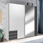 Armoire 2 portes 3 tiroirs 1 miroir 179 cm blanc et gris fonc - bean