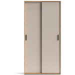 Armoire � 2 portes coulissantes avec �tag�res et penderie, coloris beige / ch�ne mauvella - longueur ...