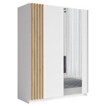 Vente - unique ? armoire coulissante 2 portes avec miroir ? l150 cm ? mdf m�lamin� blanc ? 5 ling�res ...