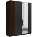 Vente - unique ? armoire 2 portes coulissantes avec miroir l150 cm ? mdf m�lamin� noir et naturel ? 5 ...