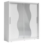 Vente - unique - armoire 2 portes coulissantes - avec miroir - l200 cm - blanc - argonio Vente - unique - armoire 2 portes coulissantes - avec miroir - l200 cm - blanc - argonio
