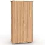 Idmarket - armoire 2 portes juliette lattes tasseau bois coloris ch�ne penderie 80 cm avec �tag�res rangement ...