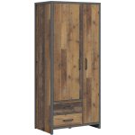 Petits - meubles - armoire 2 portes 2 tiroirs paul bois et gris anthracite