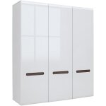 Armoire 3 portes darrel blanc laqu et bois