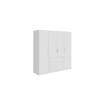 Vente - unique - armoire 4 portes et 3 tiroirs - l196 cm - blanc - lizandro